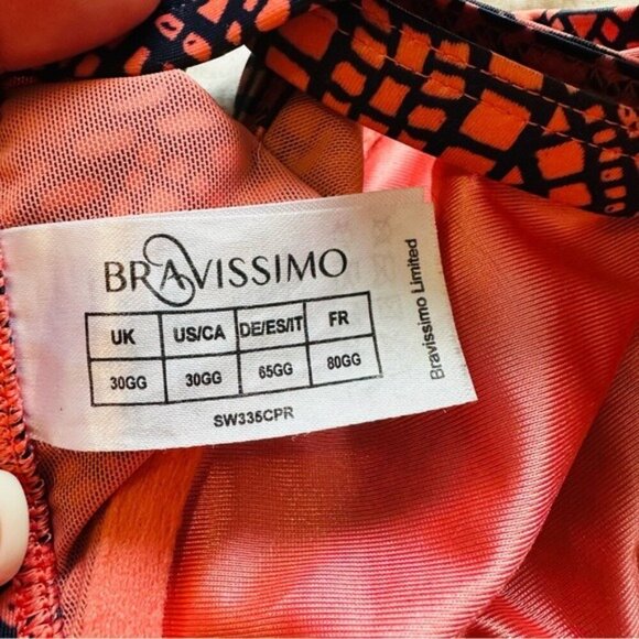 Bravissimo SW335 Paphos Bikini Set – Size 30GG (Top) XS (Bottom) in Coral Print - Picture 10 of 13